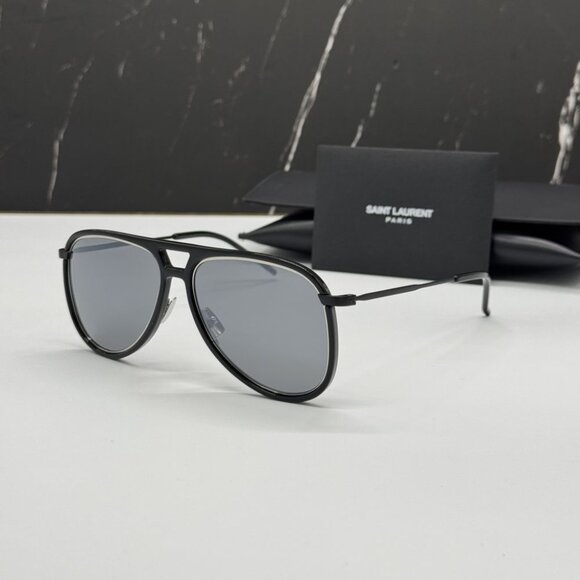 NEW SAINT LAURENT CLASSIC 11 RIM 002 BLACK AVIATOR SUNGLASSES SAINT LAURENT - Picture 1 of 11